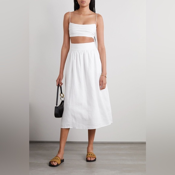 Reformation Dresses & Skirts - NWT Reformation Louise Linen Set Two Piece white size 12 skirt size 10 top